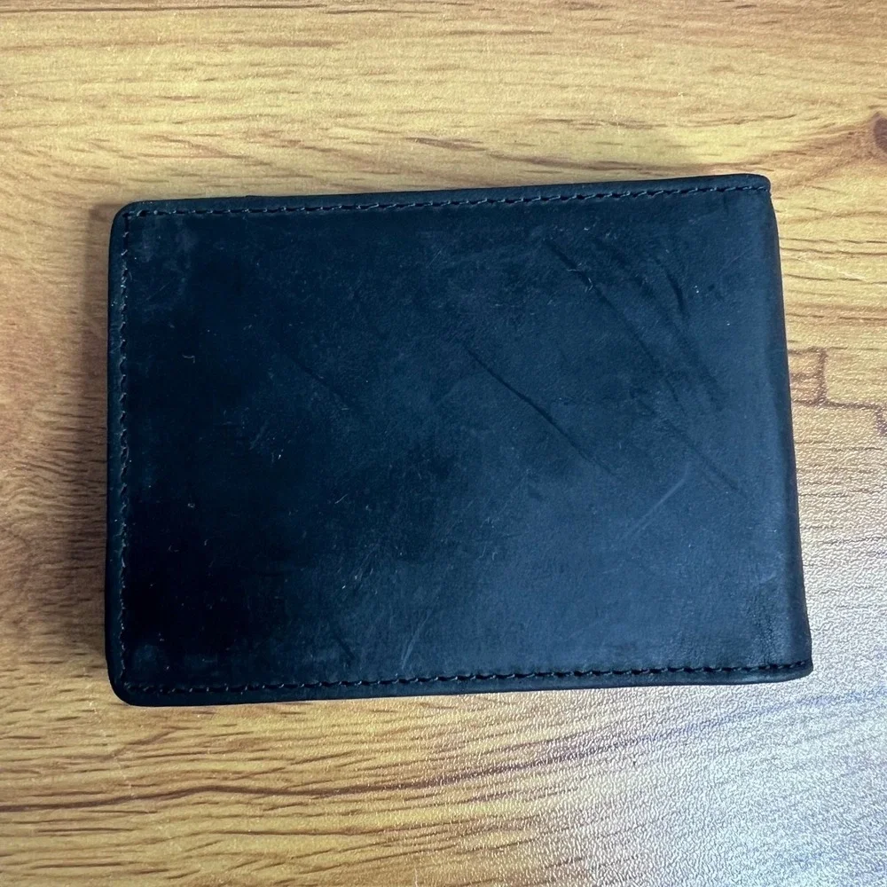 BC Vintage Leather Bifold Wallet Money‎ Clip ID Card Holder Black Men NEW